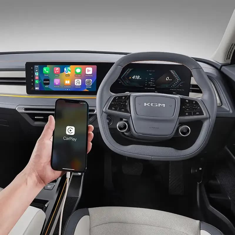 kgm musso ev interior apple car play